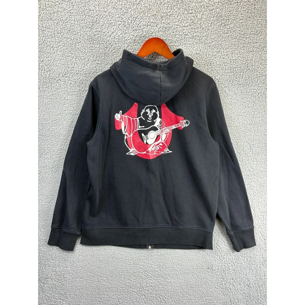 True Religion Horseshoe Full Zip Hoodie Sweatshirt Mens L Black Streetwear Y2K
